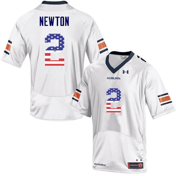 Men #2 Cam Newton Auburn Tigers USA Flag Fashion College Football Jerseys-White - Click Image to Close